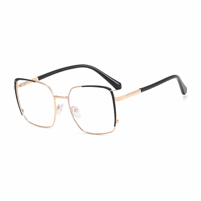 Ralferty Women's Full Rim Square Alloy Eyeglasses R82107 Full Rim Ralferty C1 Black CHINA 