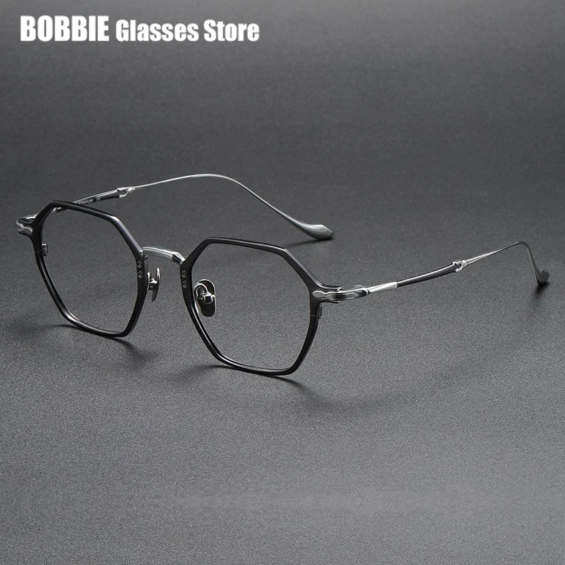 Bobbie Unisex Full Rim Flat Top Polygon Titanium Eyeglasses 893133