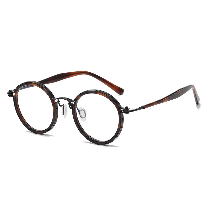 Black Mask Unisex Full Rim Round Titanium Eyeglasses BM-5862