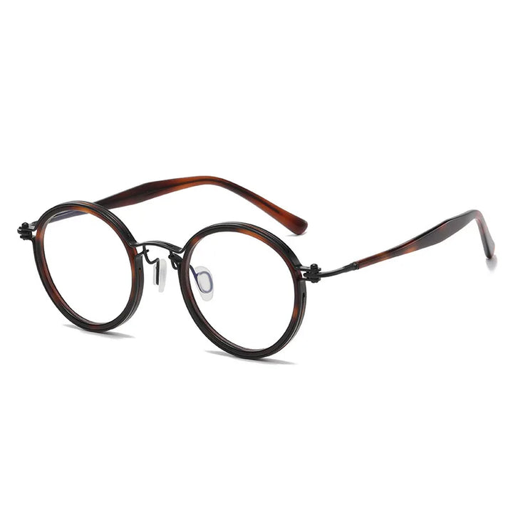 Black Mask Unisex Full Rim Round Titanium Eyeglasses BM-5862