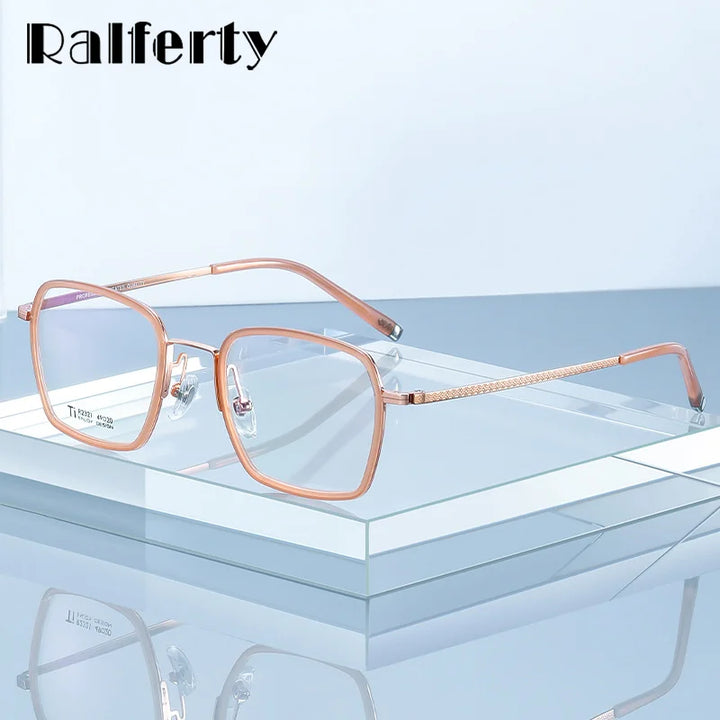 Ralferty Women's Full Rim Square Titanium Acetate Eyeglasses 92321 Full Rim Ralferty