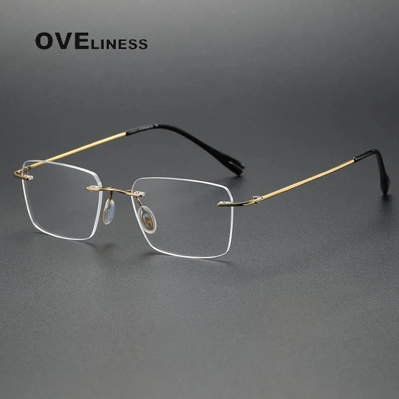 Oveliness Women's Rimless Square Titanium Eyeglasses 80965