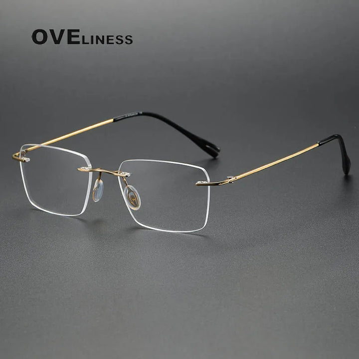 Oveliness Women's Rimless Square Titanium Eyeglasses 80965