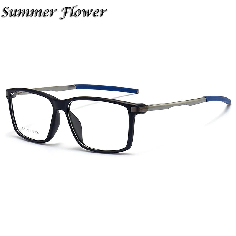 Summer Flower Unisex Full Rim Square Tr 90 Aluminum Eyeglasses 58514
