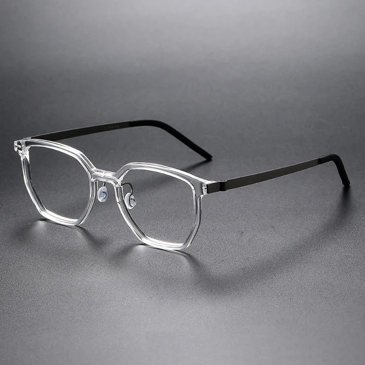 Black Mask Unisex Full Rim Square Titanium Eyeglasses D1055 Full Rim Black Mask Crystal  