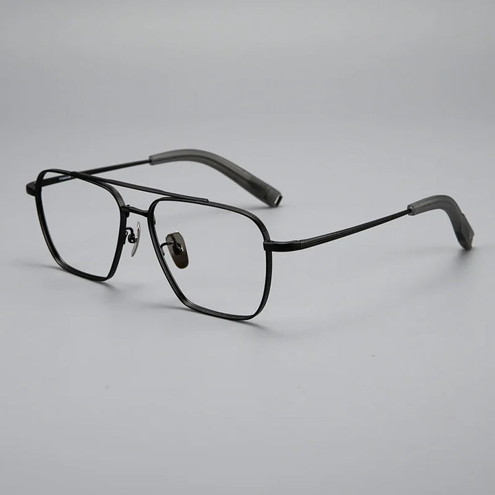 Black Mask Men's Full Rim Square Double Bridge Titanium Eyeglasses 365004