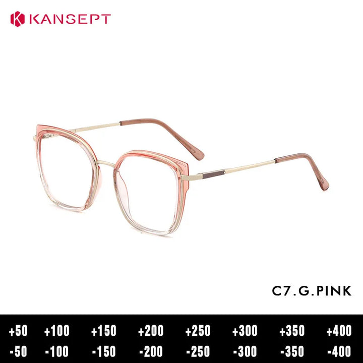 Kansept Women's Full Rim Square Tr 90 Alloy Reading Glasses 72110