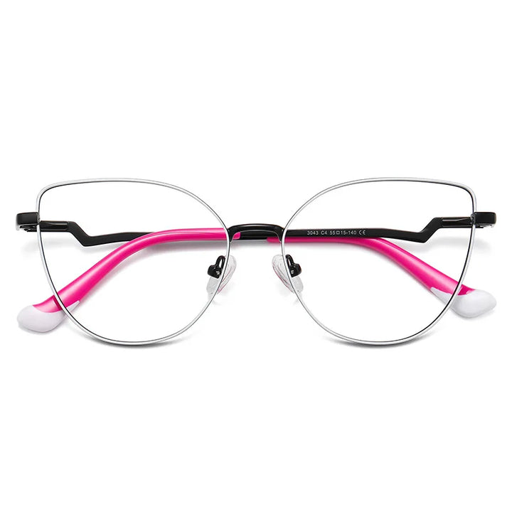 Zirosat Women's Full Rim Oval Cat Eye Alloy Eyeglasses 53043