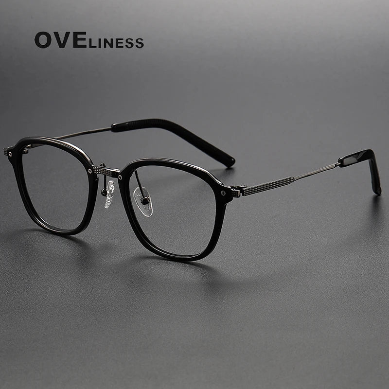 Oveliness Unisex Full Rim Square Titanium Eyeglasses M109 Full Rim Oveliness black gun  