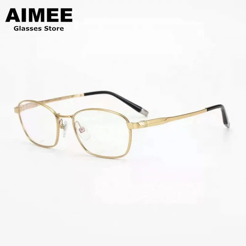 Aimee Unisex Full Rim Square Titanium Eyeglasses 27010 Full Rim Aimee Golden  