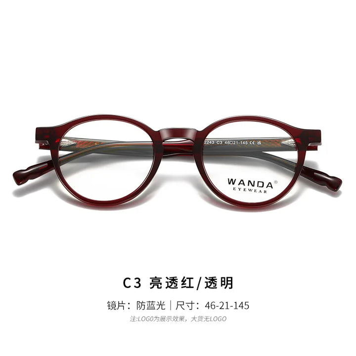 Reven Jate Women's Full Rim Round Acetate Alloy Eyeglasses 22243