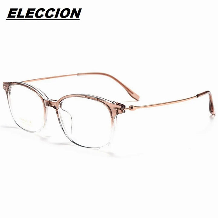 Eleccion Women's Full Rim Square Tr 90 Titanium Eyeglasses 7186 Full Rim Eleccion Gradient Brown