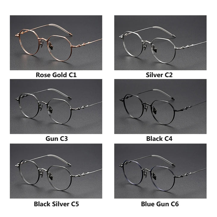 Oveliness Unisex Full Rim  Flat Top Round Titanium Eyeglasses 4449 Full Rim Oveliness   