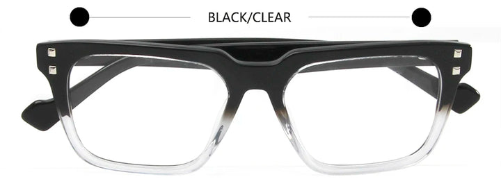 Esnbie Unisex Full Rim Rectangle Thick Acetate Eyeglasses 62223 Full Rim Esnbie Black Clear  