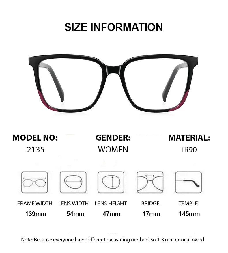Summer Flower Women's Full Rim Square Tr 90 Titanium Eyeglasses 213544
