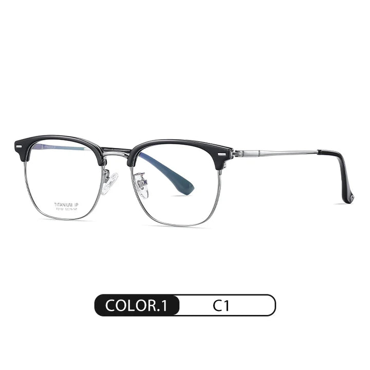 Reven Jate Unisex Full Rim Square Titanium Acetate Eyeglasses 51101 Full Rim Reven Jate C1