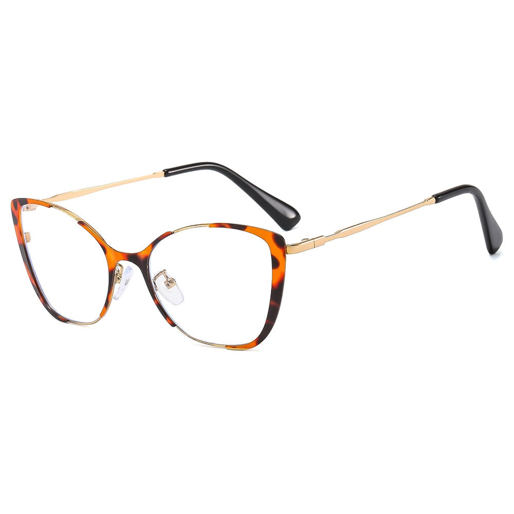 CCspace Women's Full Rim Square Cat Eye Alloy Eyeglasses 56802 Full Rim CCspace C5Leopard  