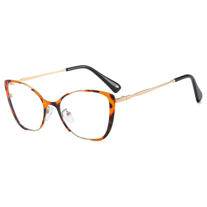 CCSpace Women's Full Rim Square Cat Eye Alloy Eyeglasses 56802 Full Rim CCspace C5Leopard  