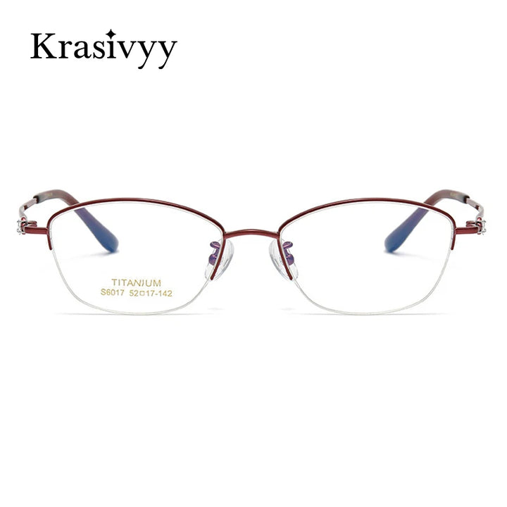 Krasivyy Women's Semi Rim Oval Square Titanium Eyeglasses 6017 Semi Rim Krasivyy   