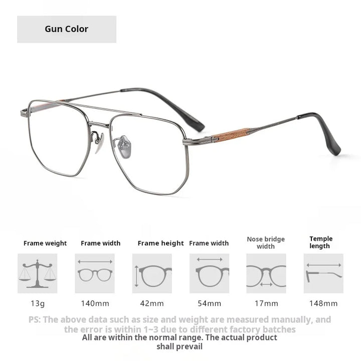 Xbora Unisex Full Rim Square Double Bridge Titanium Eyeglasses 541606