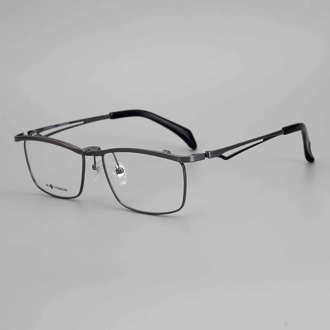 Aror Unisex Full Rim Square Titanium Flip Up Eyeglasses 19488 Full Rim Aror GRAY