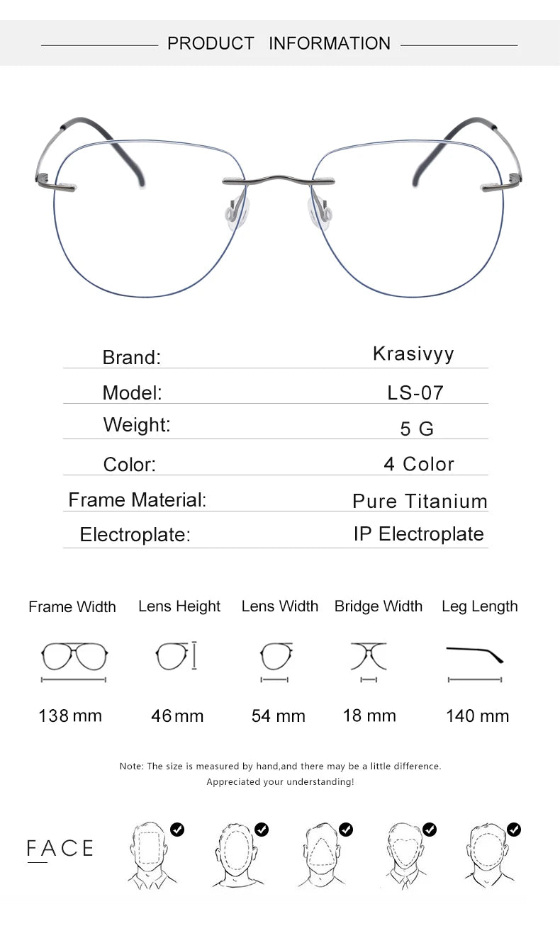 Krasivyy Women's Rimless Flat Top Oval Titanium Eyeglasses 316007