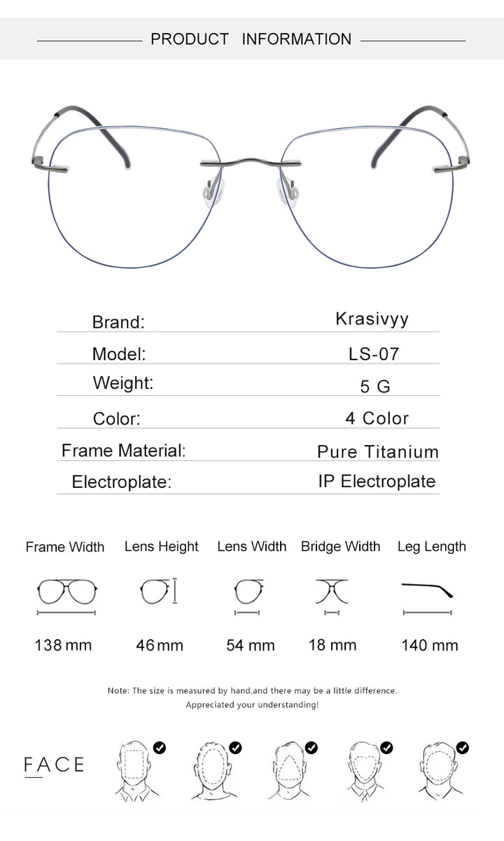 Krasivyy Women's Rimless Flat Top Oval Titanium Eyeglasses 316007