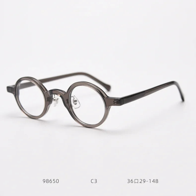 Cubojue Unisex Full Rim Small Square Acetate Reading Glasses 98651 Reading Glasses FuzWeb  round grey 0 