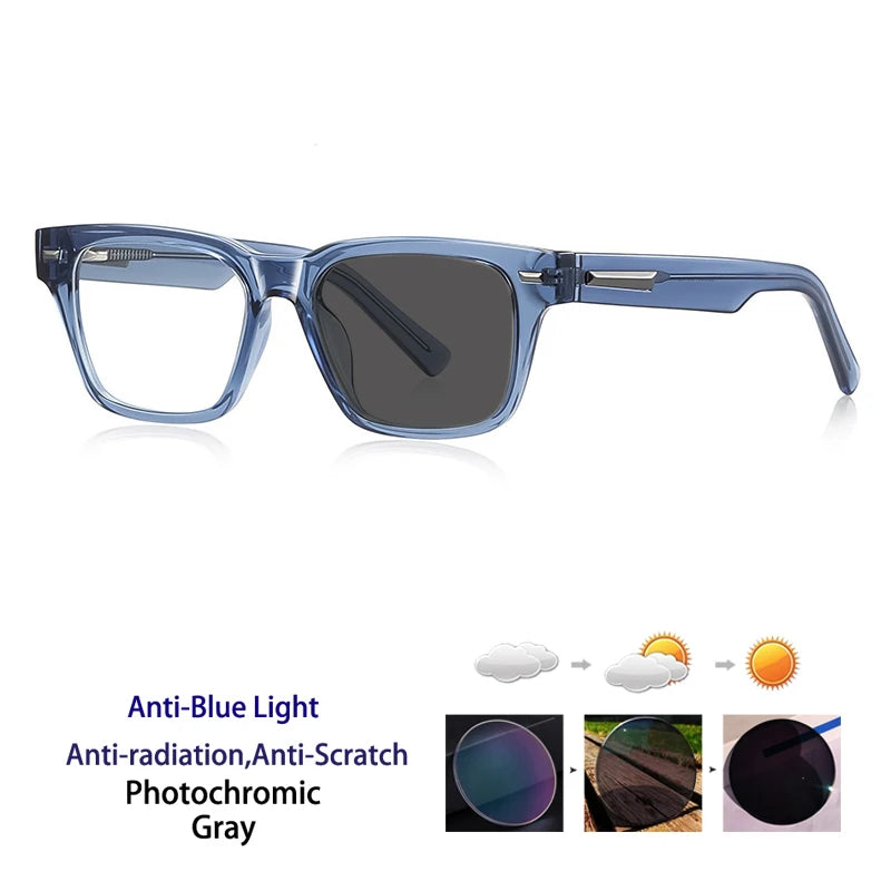 Kocolior Unisex Full Rim Square Acetate Photochromic Reading Glasses 421035