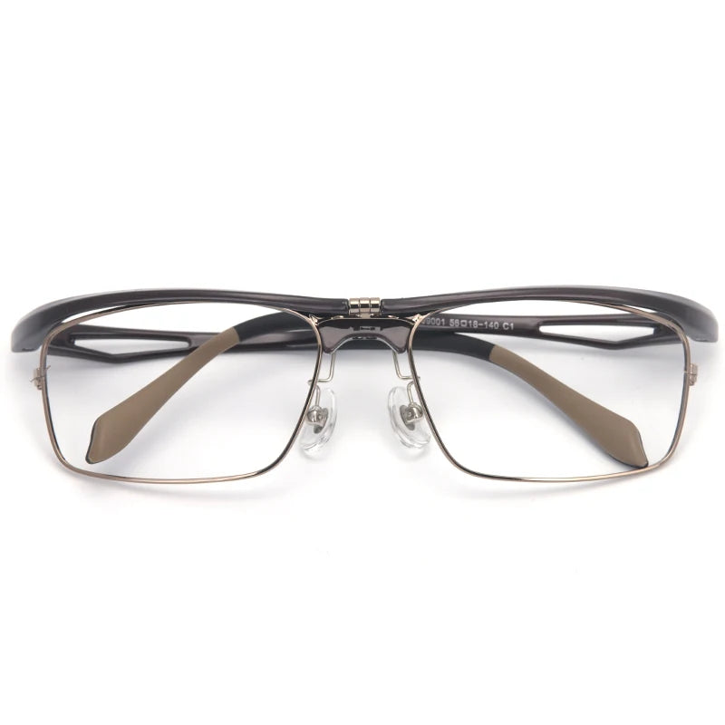 Muzz 9807 unisex flip up square alloy prescription eyeglasses — view 3