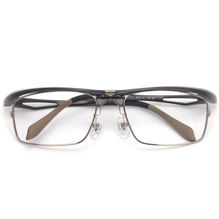 Muzz 9807 unisex flip up square alloy prescription eyeglasses — view 3