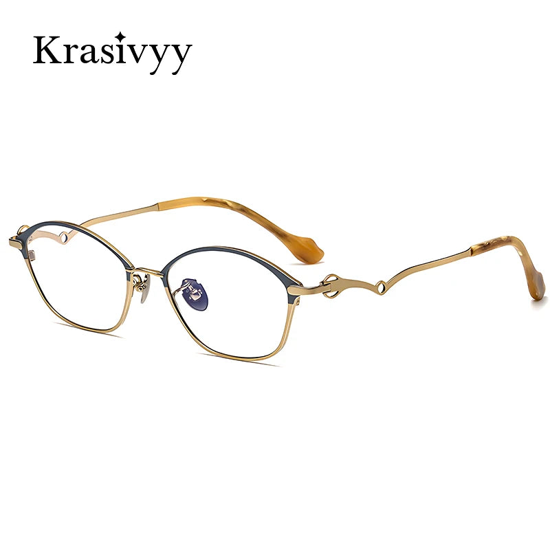 Krasivyy Unisex Full Rim Oval Square Titanium Acetate Eyeglasses 46086 Full Rim Krasivyy