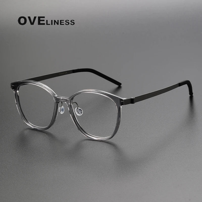 Oveliness Unisex Full Rim Square Acetate Titanium Eyeglasses 1851 Full Rim Oveliness grey  