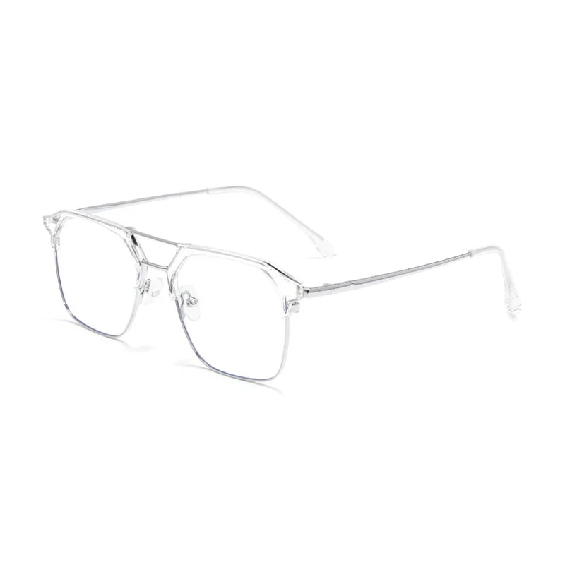 Hotochki Unisex Full Rim Square Double Bridge Tr 90 Alloy Eyeglasses 680874