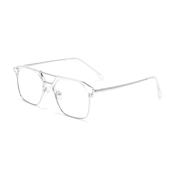 Hotochki Unisex Full Rim Square Double Bridge Tr 90 Alloy Eyeglasses 680874