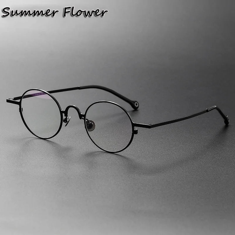 Summer Flower Unisex Full Rim Round Titanium-Alloy Eyeglasses 369080