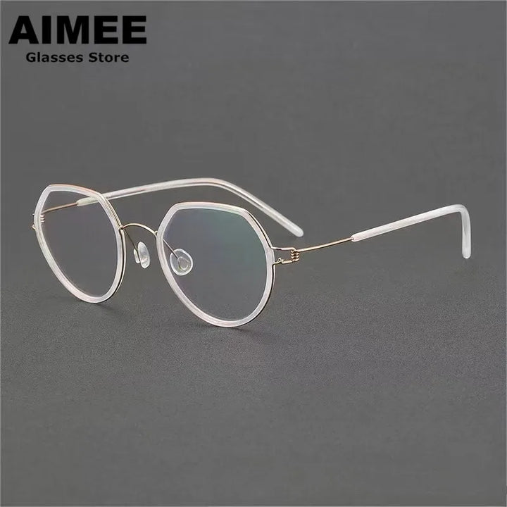 Aimee Full Rim Flat Top Oval Titanium Acetate Eyeglasses 422048