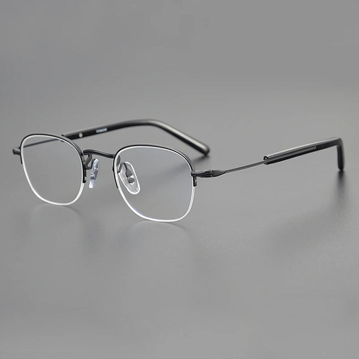 Gatenac Unisex Semi Rim Square Titanium Eyeglasses Gxyj1126 Full Rim Gatenac Black  