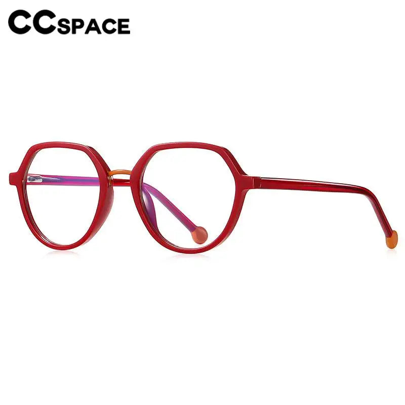 CCspace Unisex Full Rim Flat Top Round Tr 90 Titanium Eyeglasses 57322 Full Rim CCspace   