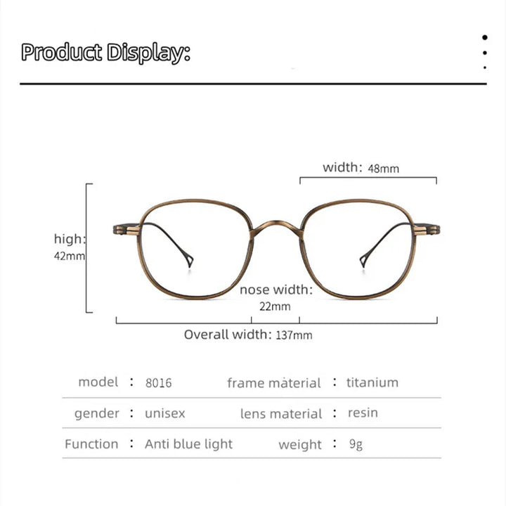 Kocolior Unisex Full Rim Round Titanium Hyperopic Reading Glasses 8016 Reading Glasses Kocolior   