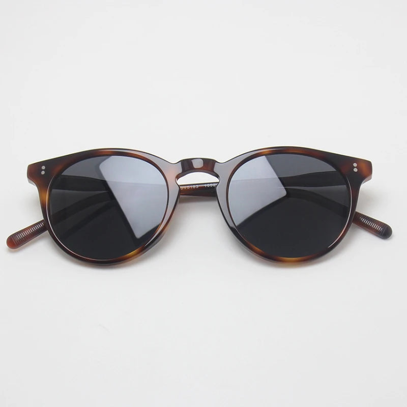 Black Mask Unisex Full Rim Round Acetate Polarized Sunglasses BM-5183S