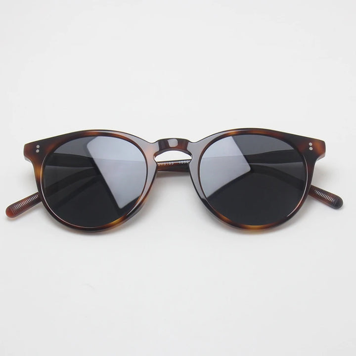 Black Mask Unisex Full Rim Round Acetate Polarized Sunglasses BM-5183S