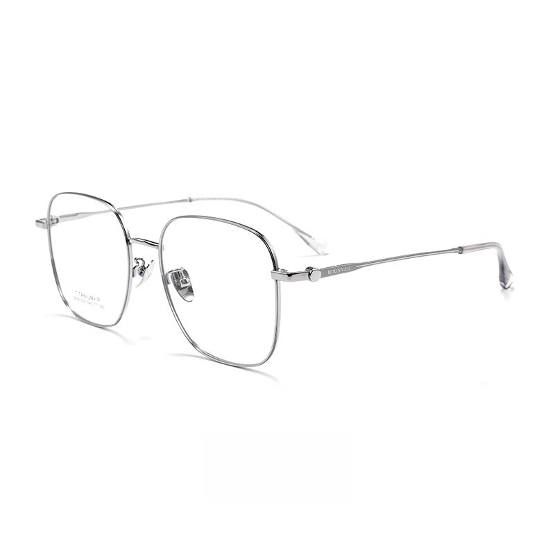 Yimaruili Unisex Full Rim Square Titanium Eyeglasses 61030 Full Rim Yimaruili Eyeglasses Silver