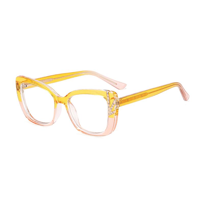 Ralferty Women's Full Rim Square Cat Eye Tr 90 Acetate Eyeglasses F82098 Full Rim Ralferty C6 Clear Yellow China 