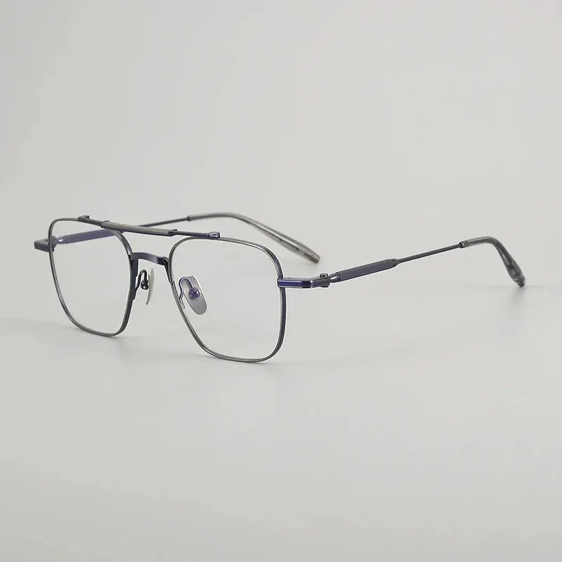 Gatenac Unisex Full Rim Big Square Double Bridge Titanium Eyeglasses 716830 FuzWeb