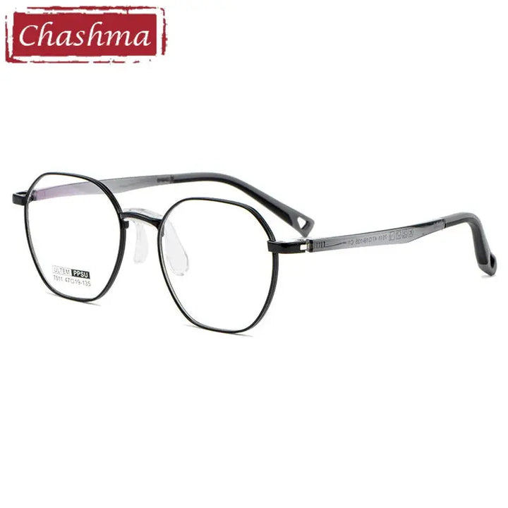 Chashma Ottica Unisex Youth Full Rim Polygon Titanium Eyeglasses 777511 FuzWeb