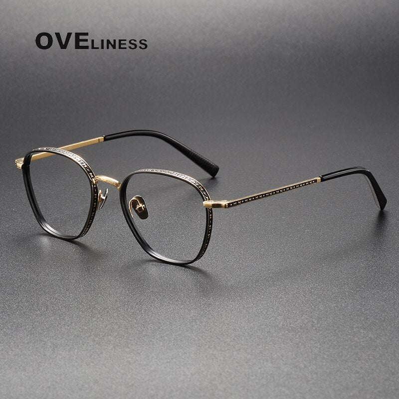 Oveliness Unisex Full Rim Square Titanium Eyeglasses M3101 Full Rim Oveliness black gold  