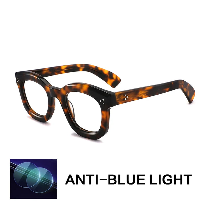 Gatenac Unisex Full Rim Flat Top Oval Acetate Reading Glasses G62207