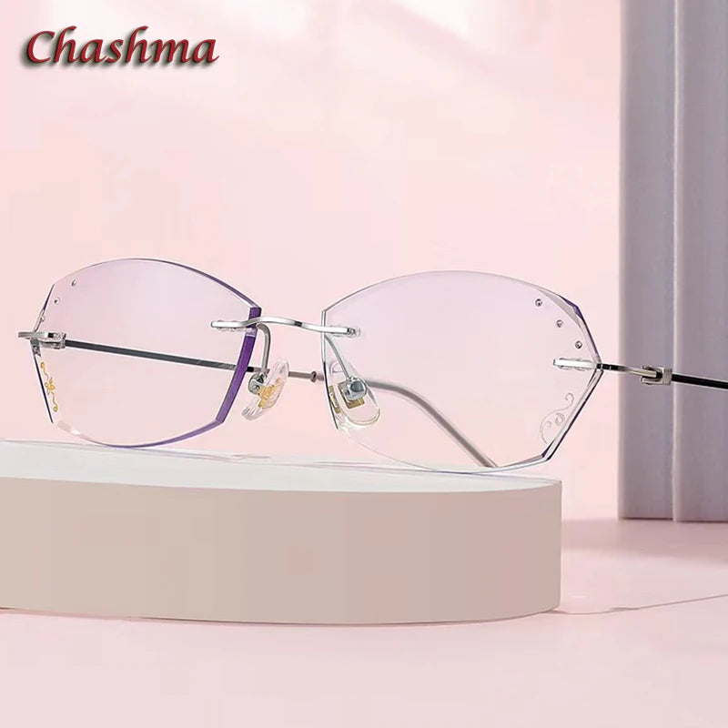 Chashma Ochki Women's Rimless Oval Titanium Eyeglasses 8983 Rimless Chashma Ochki   