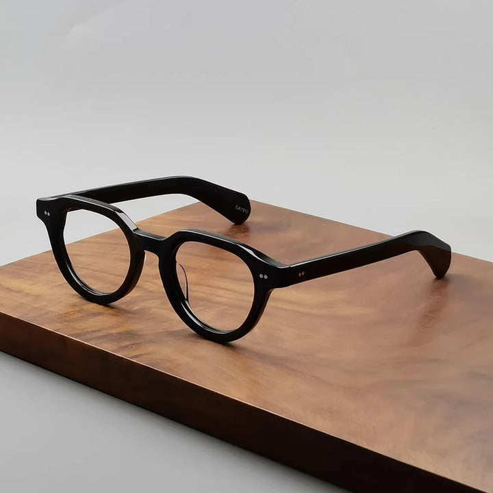 Black Mask Unisex Full Rim Round Acetate Eyeglasses Fuz 4